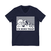 I'd Hike That Mountain V-Neck Tee — Retro Mountain Hiking Shirt