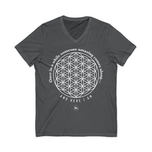 Flower of Life V‑Neck Tee — “Once in a while someone amazing comes along and here I am” Spiritual Graphic Shirt