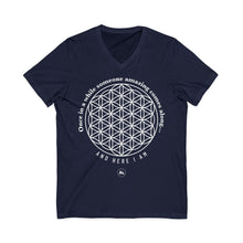 Flower of Life V‑Neck Tee — “Once in a while someone amazing comes along and here I am” Spiritual Graphic Shirt