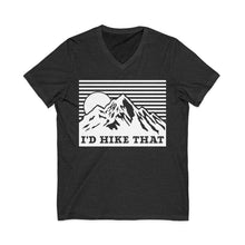 I'd Hike That Mountain V-Neck Tee — Retro Mountain Hiking Shirt
