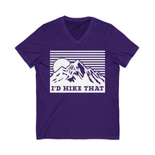 I'd Hike That Mountain V-Neck Tee — Retro Mountain Hiking Shirt
