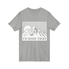 I'd Hike That Mountain V-Neck Tee — Retro Mountain Hiking Shirt