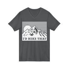 I'd Hike That Mountain V-Neck Tee — Retro Mountain Hiking Shirt