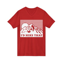 I'd Hike That Mountain V-Neck Tee — Retro Mountain Hiking Shirt