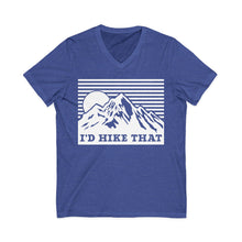I'd Hike That Mountain V-Neck Tee — Retro Mountain Hiking Shirt