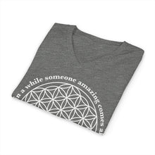 Flower of Life V‑Neck Tee — “Once in a while someone amazing comes along and here I am” Spiritual Graphic Shirt