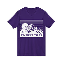 I'd Hike That Mountain V-Neck Tee — Retro Mountain Hiking Shirt