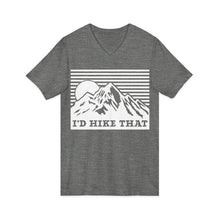 I'd Hike That Mountain V-Neck Tee — Retro Mountain Hiking Shirt