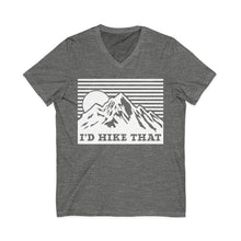 I'd Hike That Mountain V-Neck Tee — Retro Mountain Hiking Shirt