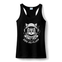 Zen As Fluff Cat Tank Top — Women's Cute Astronaut Cat Graphic Performance Tank