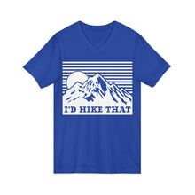 I'd Hike That Mountain V-Neck Tee — Retro Mountain Hiking Shirt