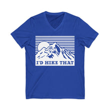 I'd Hike That Mountain V-Neck Tee — Retro Mountain Hiking Shirt
