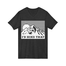 I'd Hike That Mountain V-Neck Tee — Retro Mountain Hiking Shirt