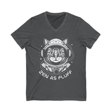 Zen As Fluff Cat Astronaut V-Neck Tee