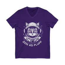 Zen As Fluff Cat Astronaut V-Neck Tee
