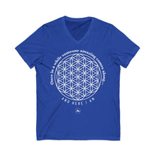 Flower of Life V‑Neck Tee — “Once in a while someone amazing comes along and here I am” Spiritual Graphic Shirt