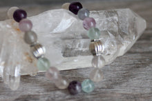 JB17 Fluorite w/Pewter Stretchy Bracelet 7-7.5"