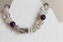 JB17 Fluorite w/Pewter Stretchy Bracelet 7-7.5"