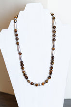 JN24 - Tiger's Eye with Pewter Necklace 20"