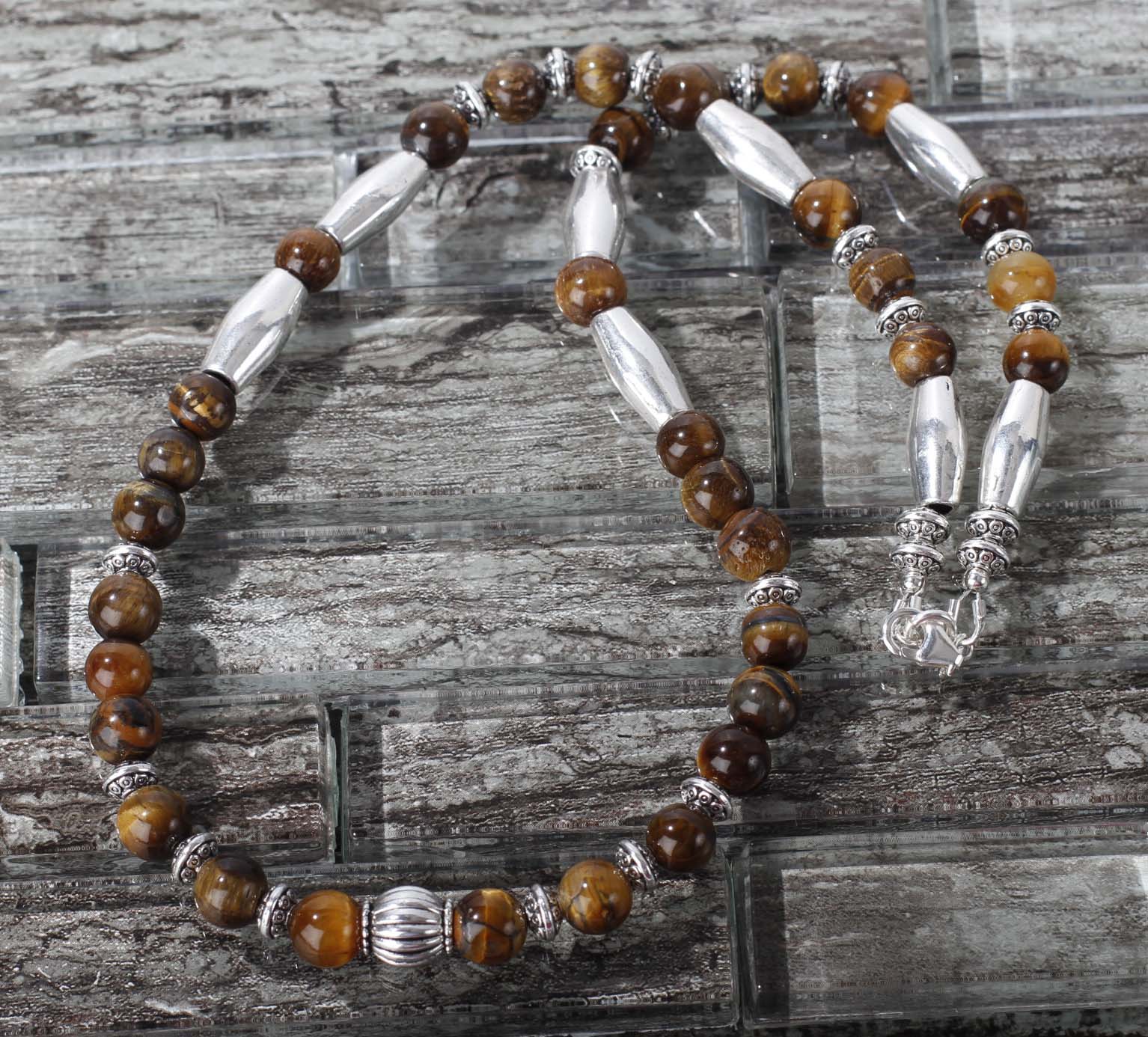 JN24 - Tiger's Eye with Pewter Necklace 20