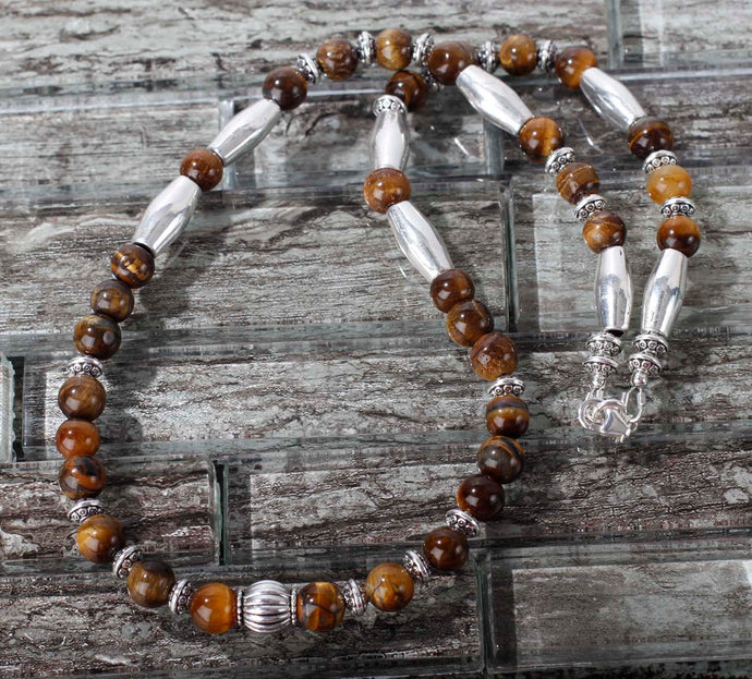 JN24 - Tiger's Eye with Pewter Necklace 20