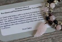 JN26 Rose Quartz and Watermelon Tourmaline Double Strand Necklace on Gun Metal Chain 20-22"